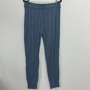 Love University Women's High Rise Knitted Twisted Pattern Blue Gray Pants Size 2